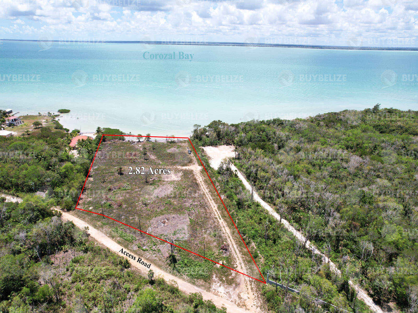 Beautiful 2.82 acres bayfront land with approximately 267 feet sea frontage 1.5 Miles from Corozal Town